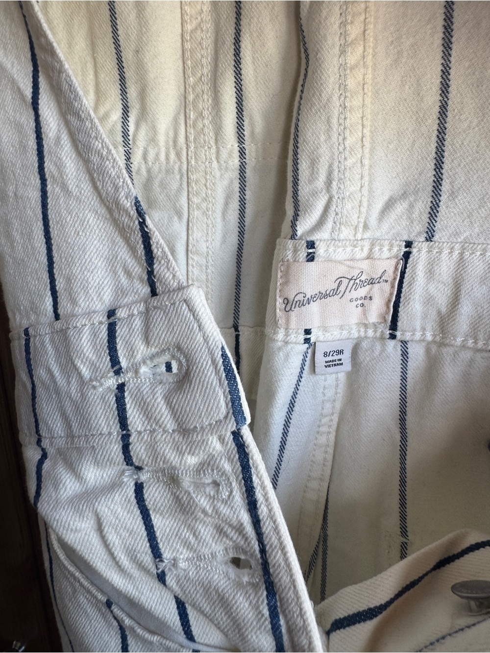 Universal Thread White & Navy Striped Overalls Size 8 100% cotton - Picture 5 of 6